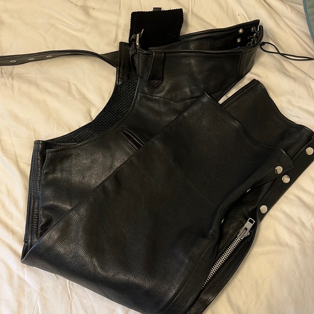 Black leather chaps genuine